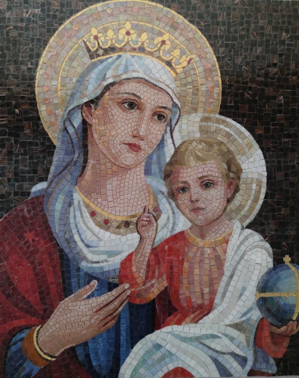 Mozaika sakralna – Matka Boska z Dzieciątkiem